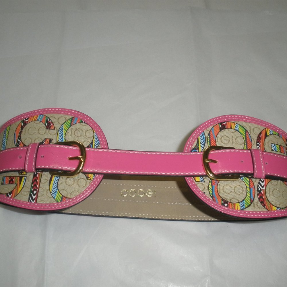 COOGI SIZE S/M PINK COTTON VINYL ADJUSTABLE BELT